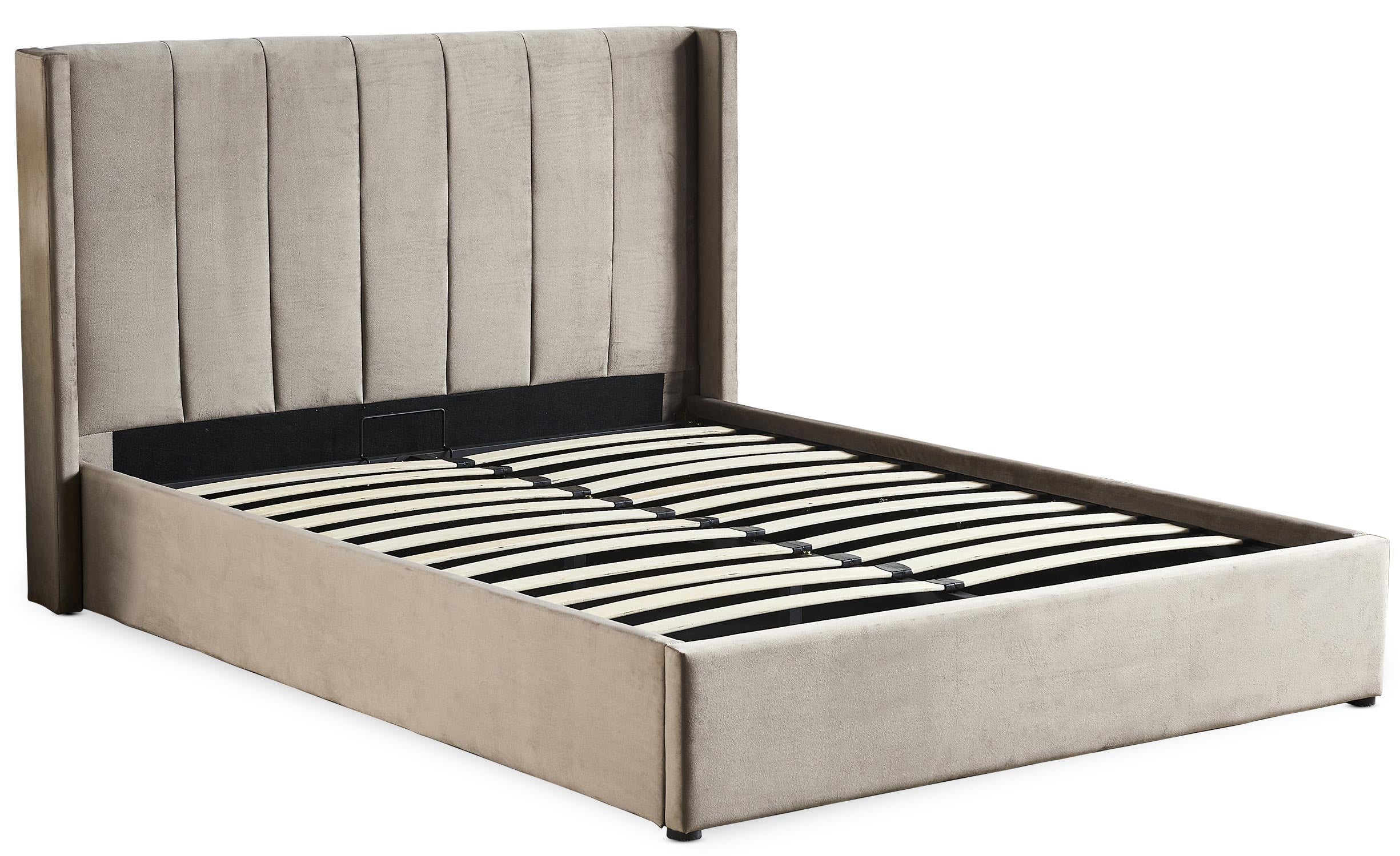 Lit double Magorial avec sommier relevable 160x200cm Velours Taupe