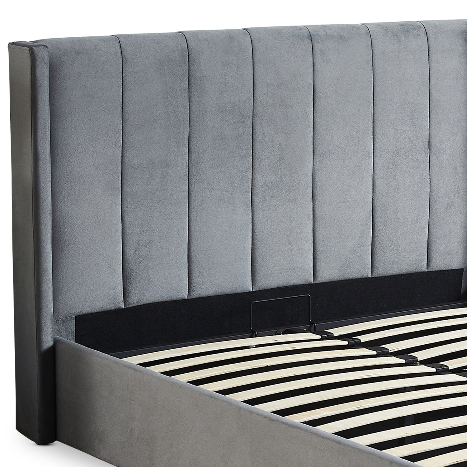 Lit double Magorial avec sommier relevable 180x200cm Velours Gris