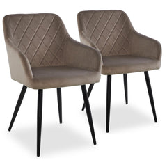 Lot de 2 chaises Ayline en velours taupe