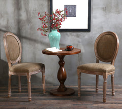 Lot de 2 chaises de style médaillon Louis XVI Bois patiné & simili taupe