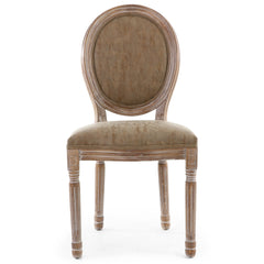 Lot de 2 chaises de style médaillon Louis XVI Bois patiné & simili taupe