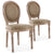 Ensemble de 2 chaises médaillon en bois patiné et simili taupe