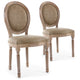 Ensemble de 2 chaises médaillon en bois patiné et simili taupe