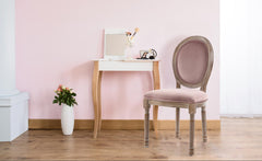 Lot de 2 chaises Louis XVI Bois patiné & velours rose