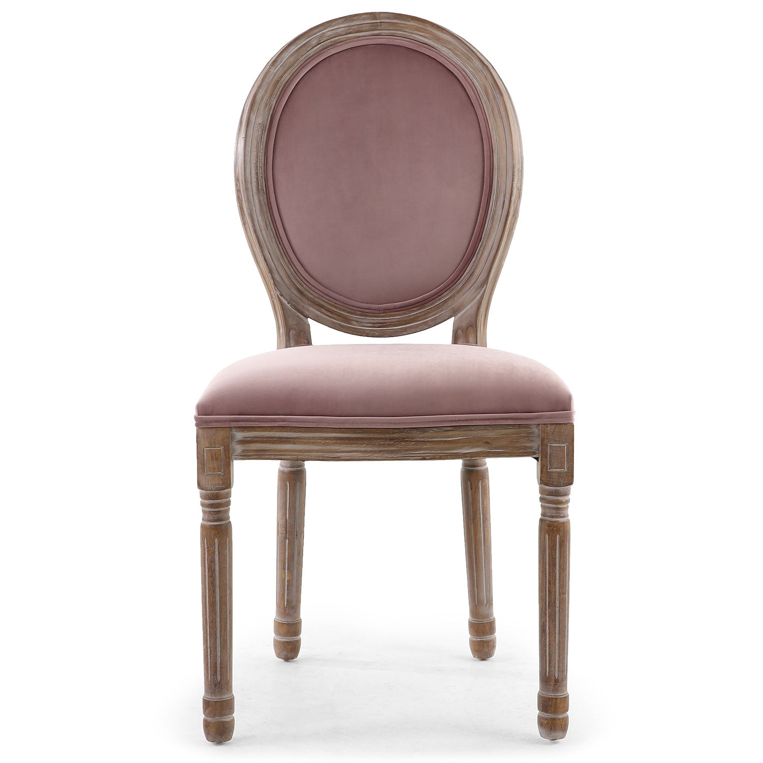Lot de 2 chaises Louis XVI Bois patiné & velours rose