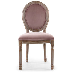 Lot de 2 chaises Louis XVI Bois patiné & velours rose