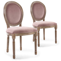 Paire de chaises médaillon en bois et velours rose