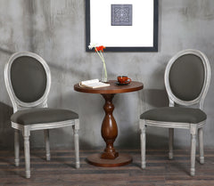 Ensemble de 2 chaises médaillon en bois et tissu gris