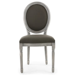 Ensemble de 2 chaises médaillon en bois et tissu gris