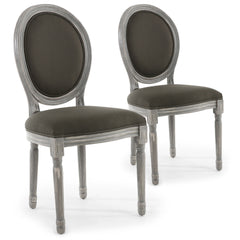 Ensemble de 2 chaises médaillon en bois et tissu gris