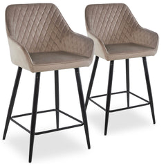 Lot de 2 chaises de bar velours taupe Ayda