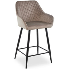 Lot de 2 chaises de bar velours taupe Ayda
