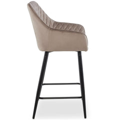 Lot de 2 chaises de bar velours taupe Ayda
