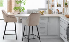 Lot de 2 chaises de bar velours taupe Ayda