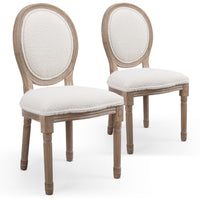 Lot de 2 chaises médaillon en tissu bouclette crème
