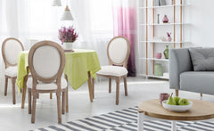 Lot de 2 chaises médaillon en tissu bouclette crème Adria