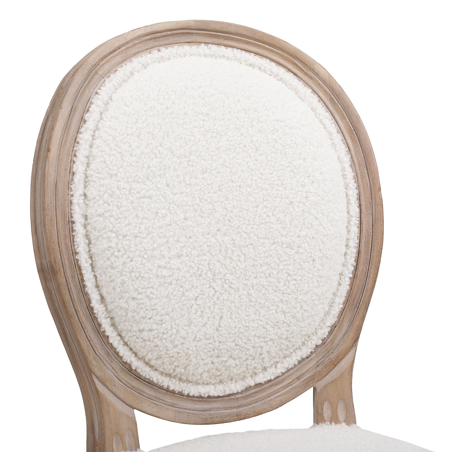 Lot de 2 chaises médaillon Louis XVI Tissu bouclette Crème