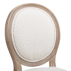 Lot de 2 chaises médaillon Louis XVI Tissu bouclette Crème