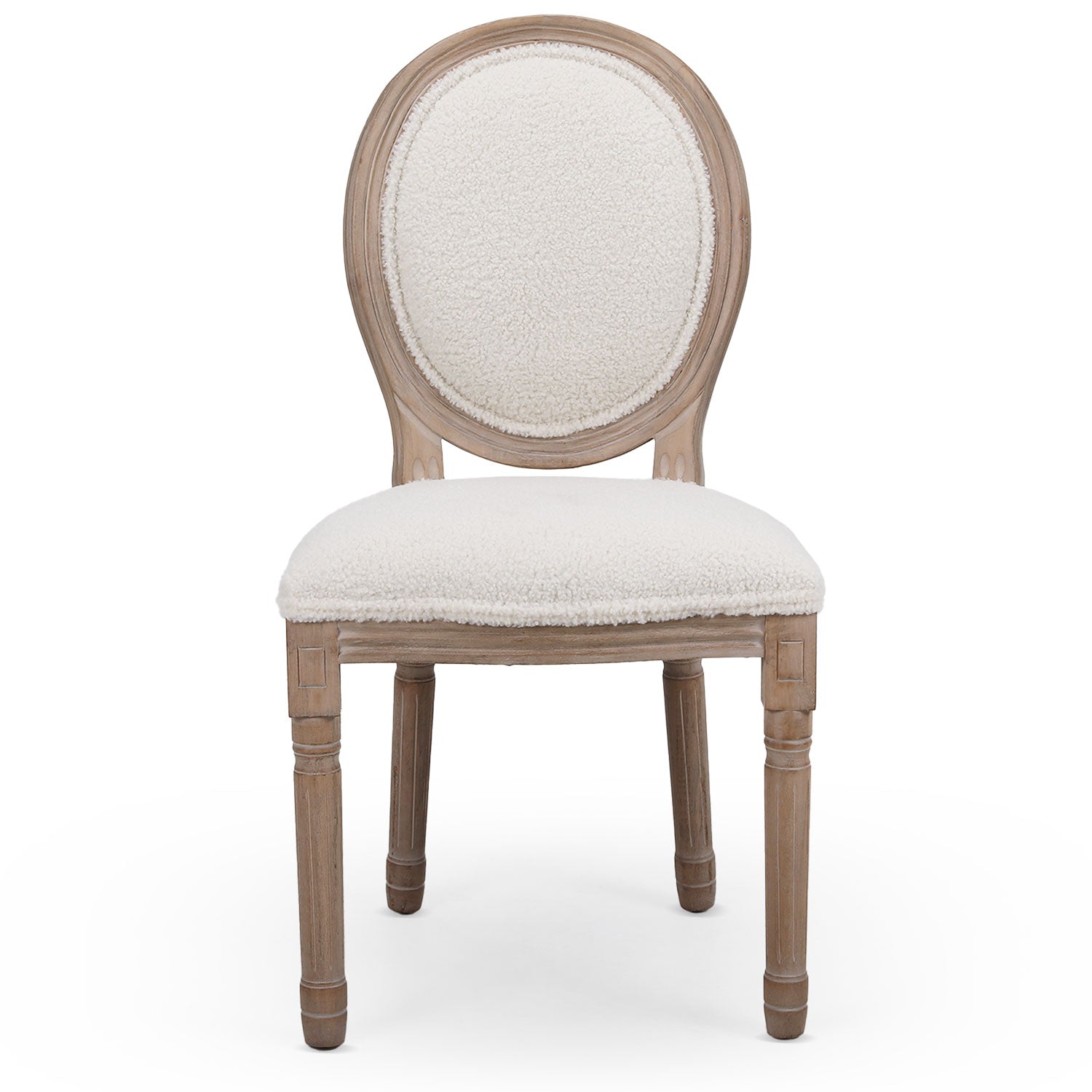 Lot de 2 chaises médaillon Louis XVI Tissu bouclette Crème