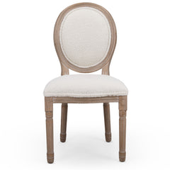 Lot de 2 chaises médaillon Louis XVI Tissu bouclette Crème