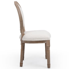 Lot de 2 chaises médaillon Louis XVI Tissu bouclette Crème