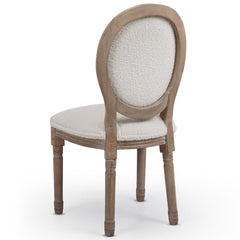 Lot de 2 chaises médaillon Louis XVI Tissu bouclette Crème