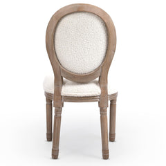 Lot de 2 chaises médaillon Louis XVI Tissu bouclette Crème