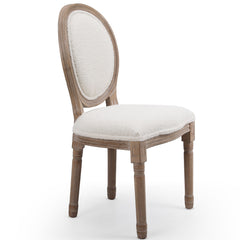 Lot de 2 chaises médaillon Louis XVI Tissu bouclette Crème