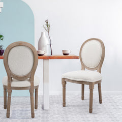 Lot de 2 chaises médaillon Louis XVI Tissu bouclette Crème