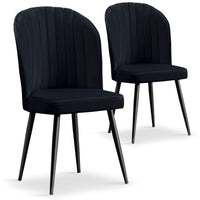 Lot de 2 chaises Louvenda en velours noir avec coutures verticales