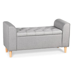 Banc coffre Algelo tissu gris clair