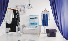 Banc coffre Algelo tissu gris clair