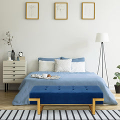 Banquette Istanbul Velours Bleu Pieds Or