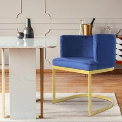 Chaise en velours bleu Awaky pieds or