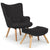 Fauteuil scandinave avec pouf en tissu noir