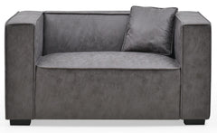 Fauteuil Bibe en tissu effet peau gris vintage