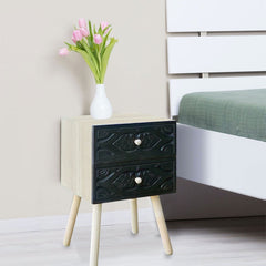 Table de chevet Catana 2 tiroirs Noir Carbone