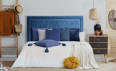 Tête de lit Amoli 140cm en velours bleu