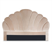 Tête de lit 160 cm en velours taupe modèle coquillage