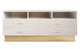 Meuble TV avec 4 tiroirs, couleur taupe clair et or