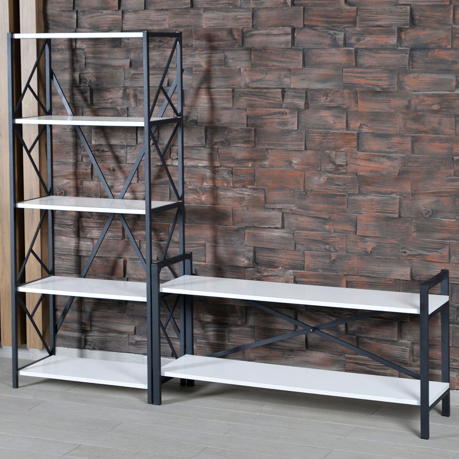 Meuble TV style industriel Marcadet 120cm Blanc