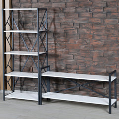 Meuble TV style industriel Marcadet 120cm Blanc