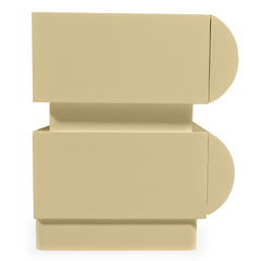 Table de chevet Cluedo avec 2 tiroirs arrondis L45 cm beige