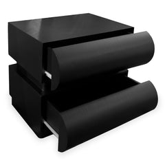 Table de chevet Cluedo avec 2 tiroirs arrondis L45cm noir