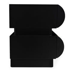 Table de chevet Cluedo avec 2 tiroirs arrondis L45cm noir