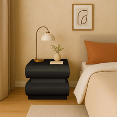 Table de chevet Cluedo avec 2 tiroirs arrondis L45cm noir