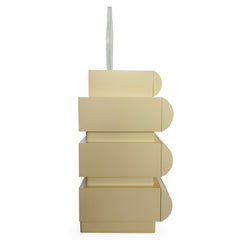 Coiffeuse Cluedo avec miroir et 5 tiroirs arrondis L102cm beige