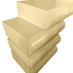 Coiffeuse Cluedo avec miroir et 5 tiroirs arrondis L102cm beige