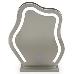 Coiffeuse Cluedo avec miroir et 5 tiroirs arrondis L102cm beige