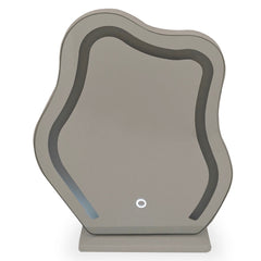 Coiffeuse Cluedo avec miroir et 5 tiroirs arrondis L102cm beige